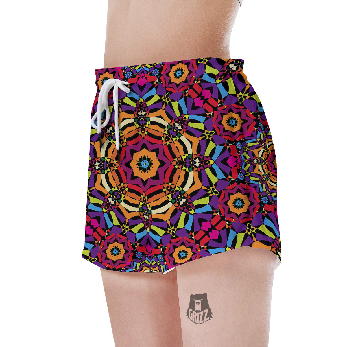 Kaleidoscope Psychedelic Colorful Print Women's Shorts-grizzshop