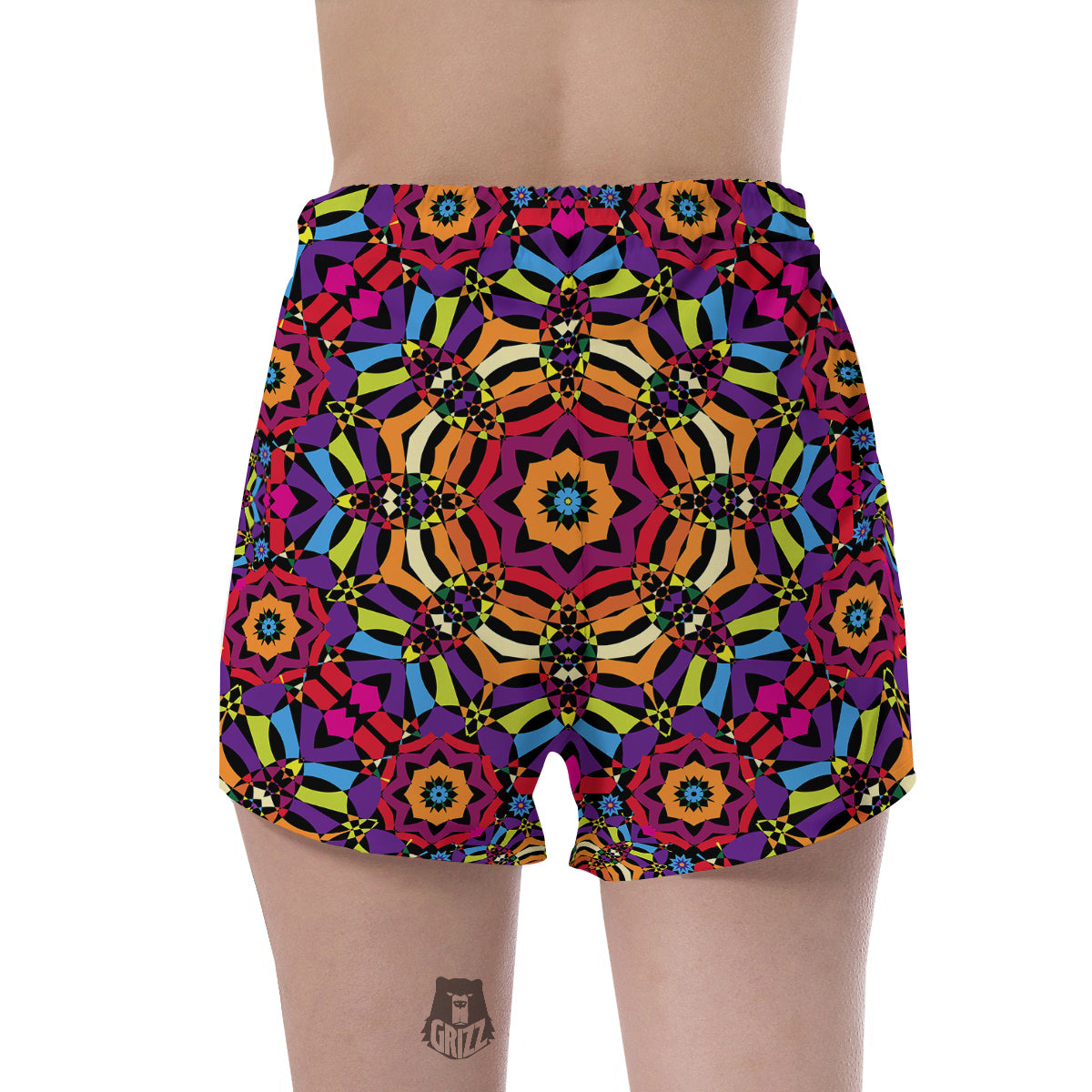 Kaleidoscope Psychedelic Colorful Print Women's Shorts-grizzshop