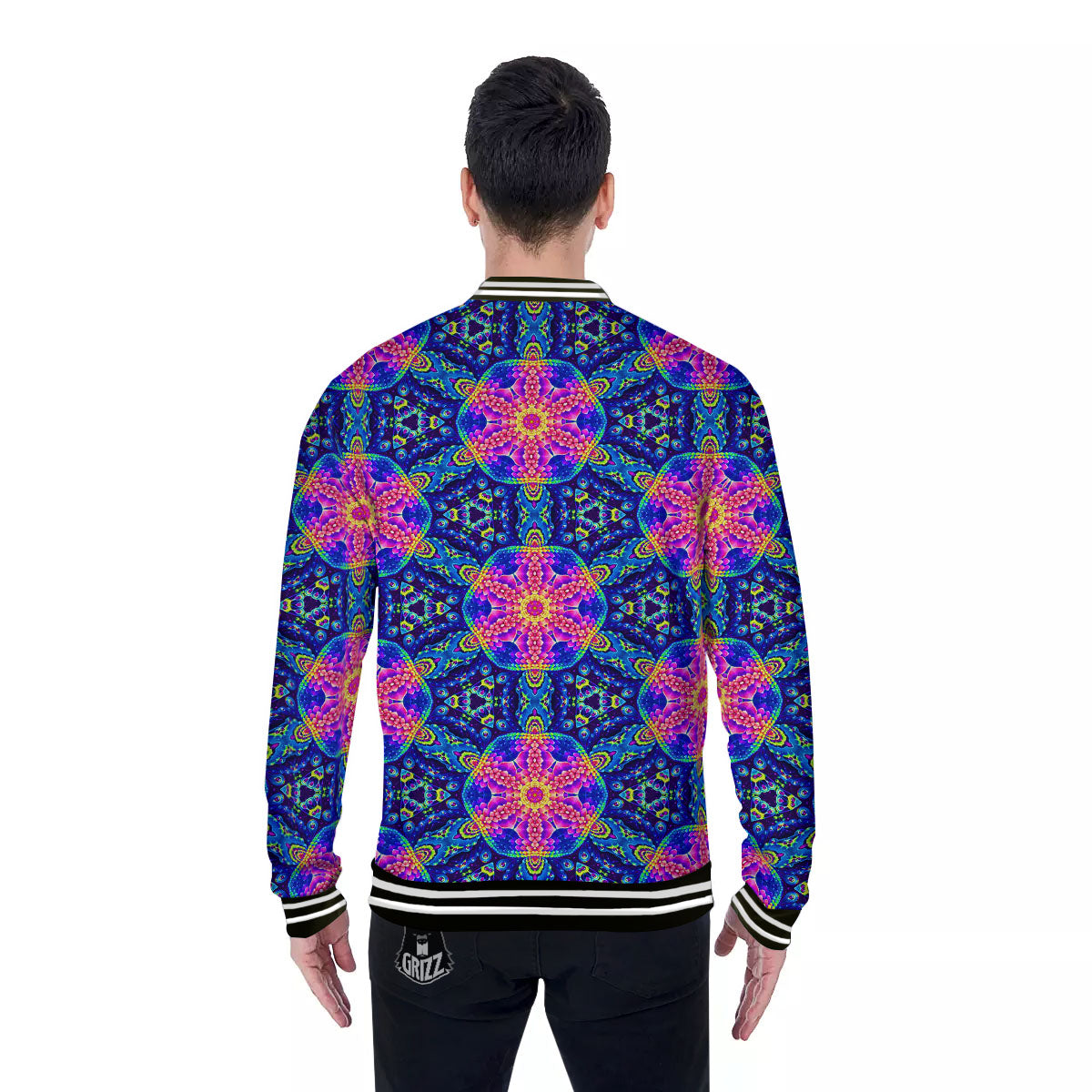 Kaleidoscope Psychedelic Print Pattern Baseball Jacket-grizzshop