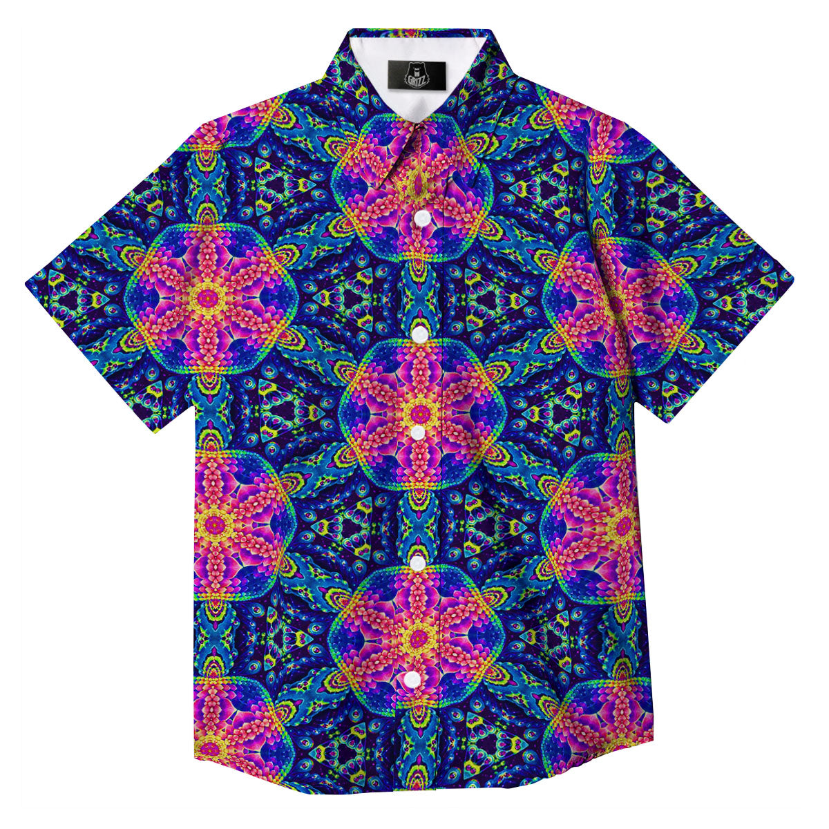 Kaleidoscope Psychedelic Print Pattern Button Up Shirt-grizzshop