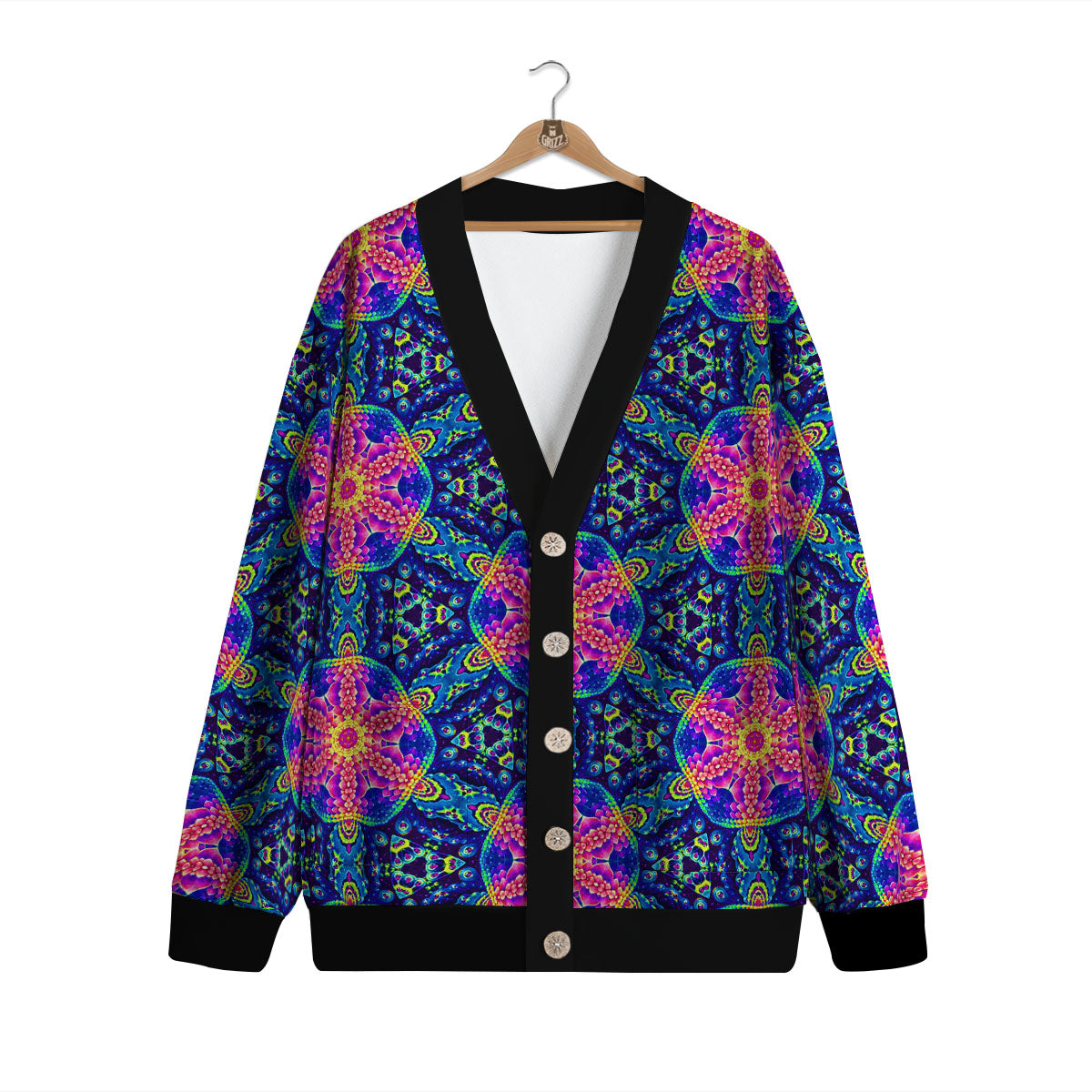 Kaleidoscope Psychedelic Print Pattern Cardigan-grizzshop