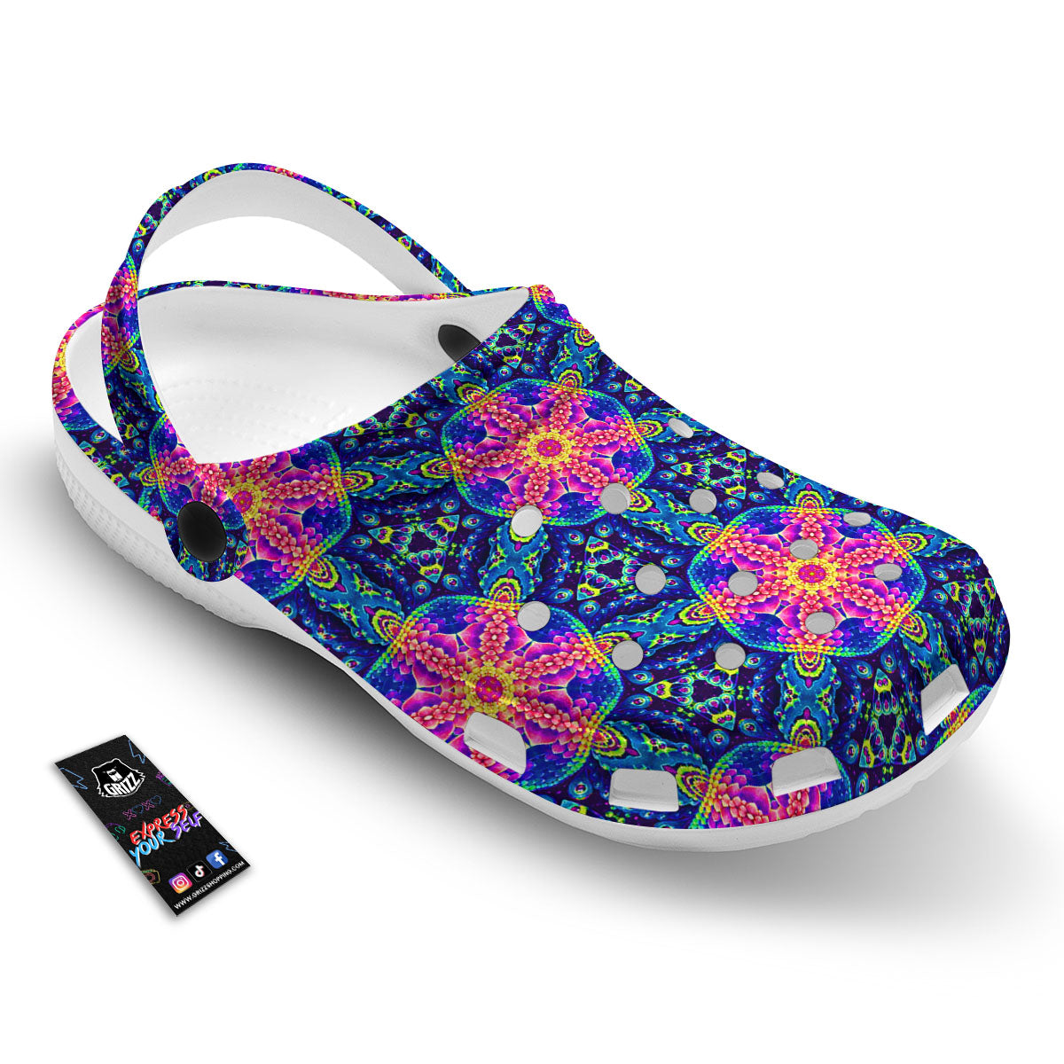 Kaleidoscope Psychedelic Print Pattern Clog-grizzshop