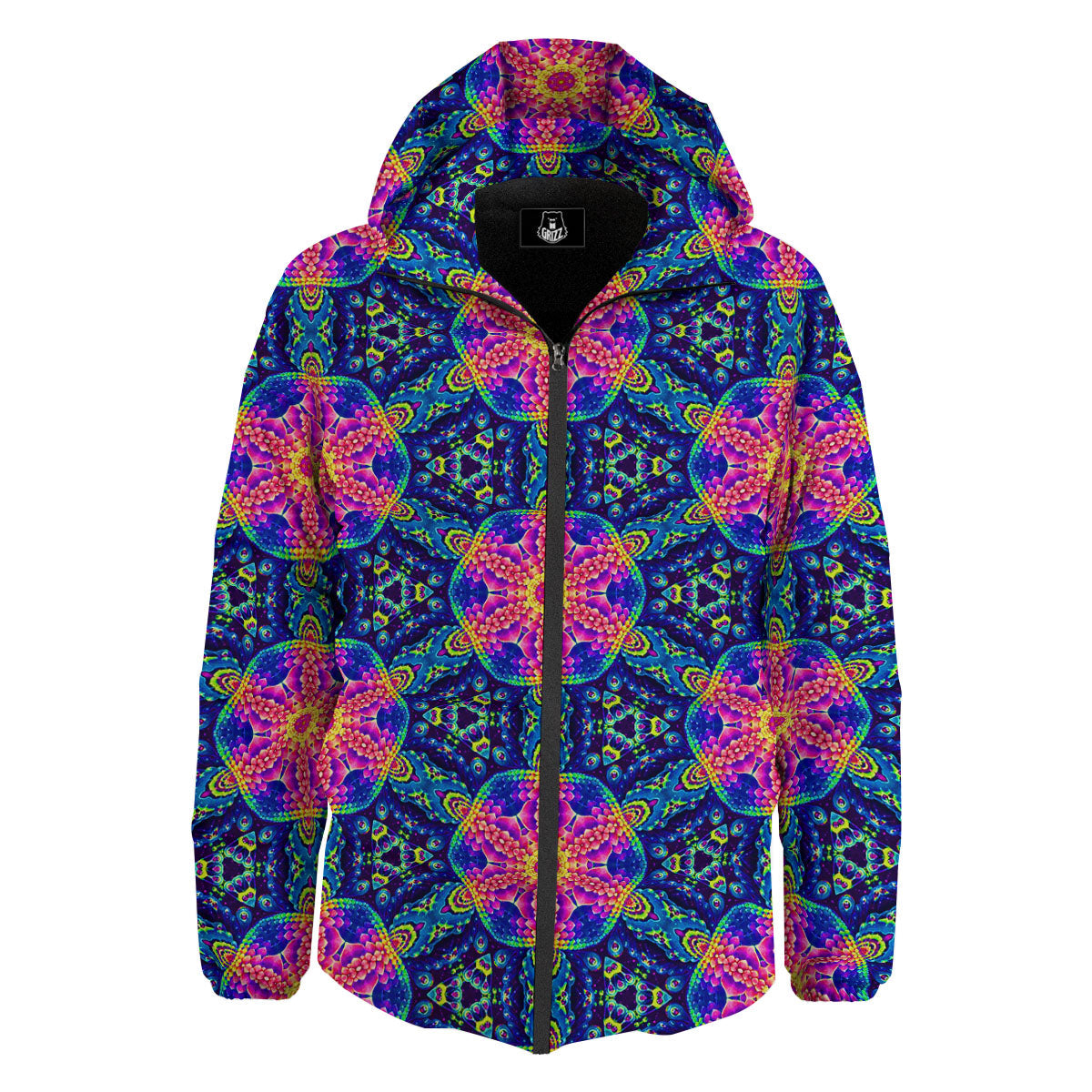 Kaleidoscope Psychedelic Print Pattern Down Jacket-grizzshop