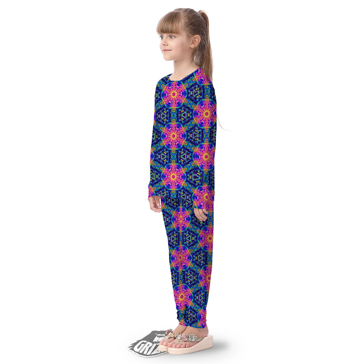 Kaleidoscope Psychedelic Print Pattern Kid's Pajamas-grizzshop