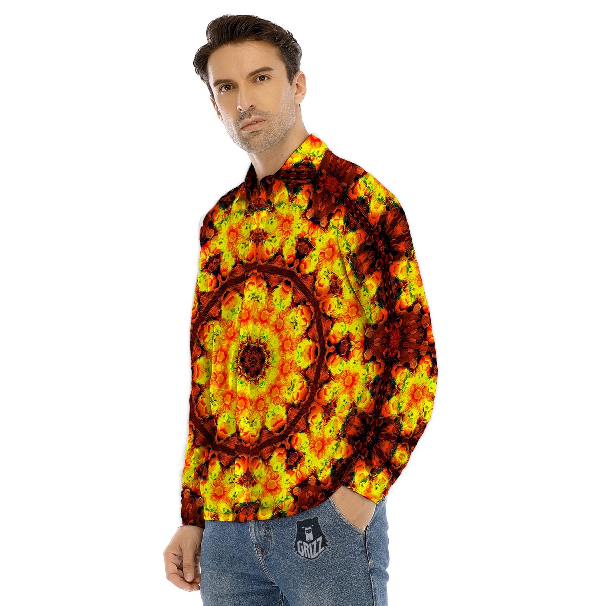 Kaleidoscope Psychedelic Print Pattern Men's Dress Shirts-grizzshop