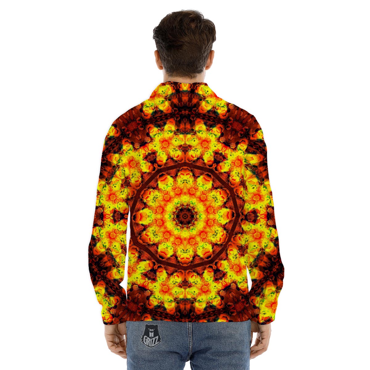 Kaleidoscope Psychedelic Print Pattern Men's Dress Shirts-grizzshop