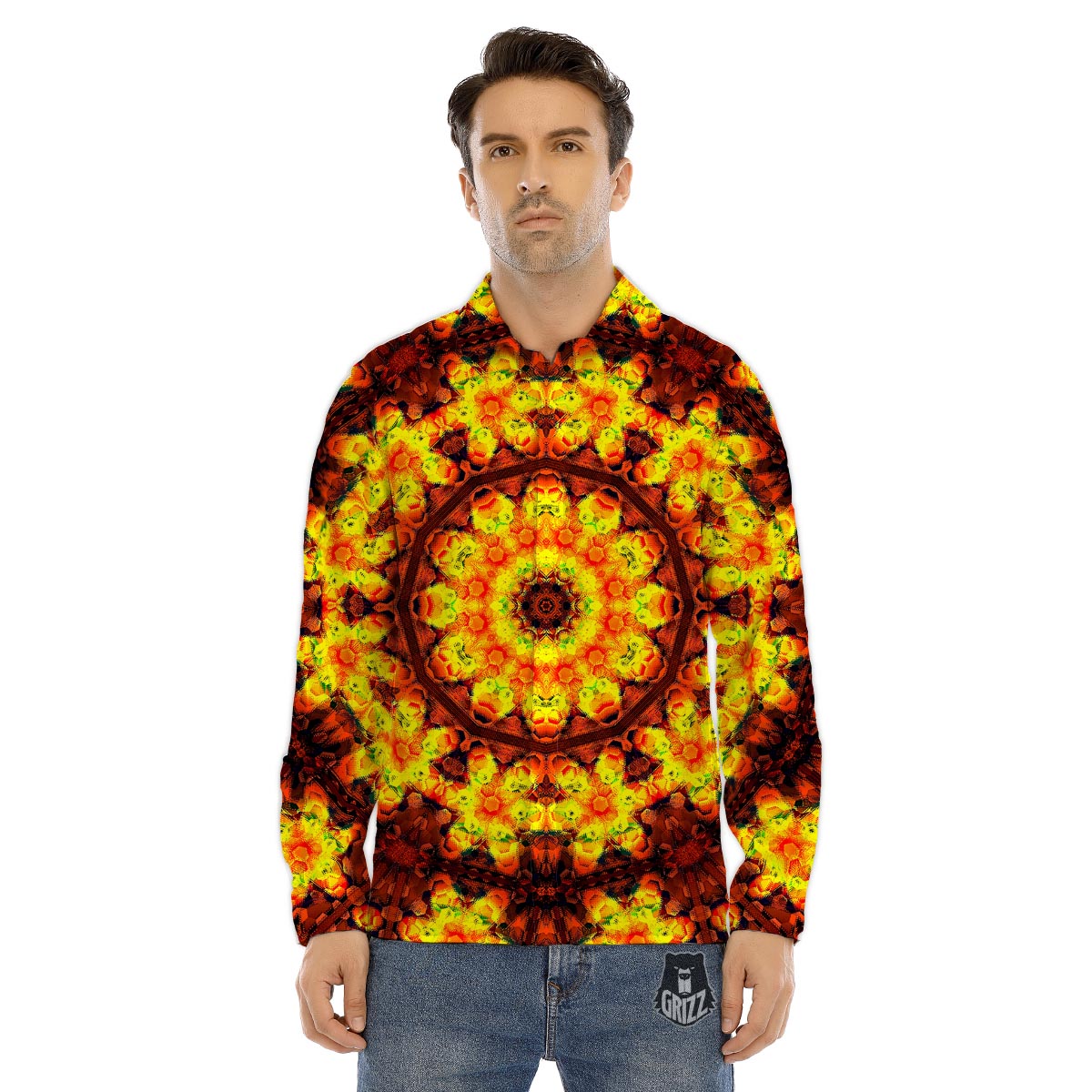 Kaleidoscope Psychedelic Print Pattern Men's Dress Shirts-grizzshop