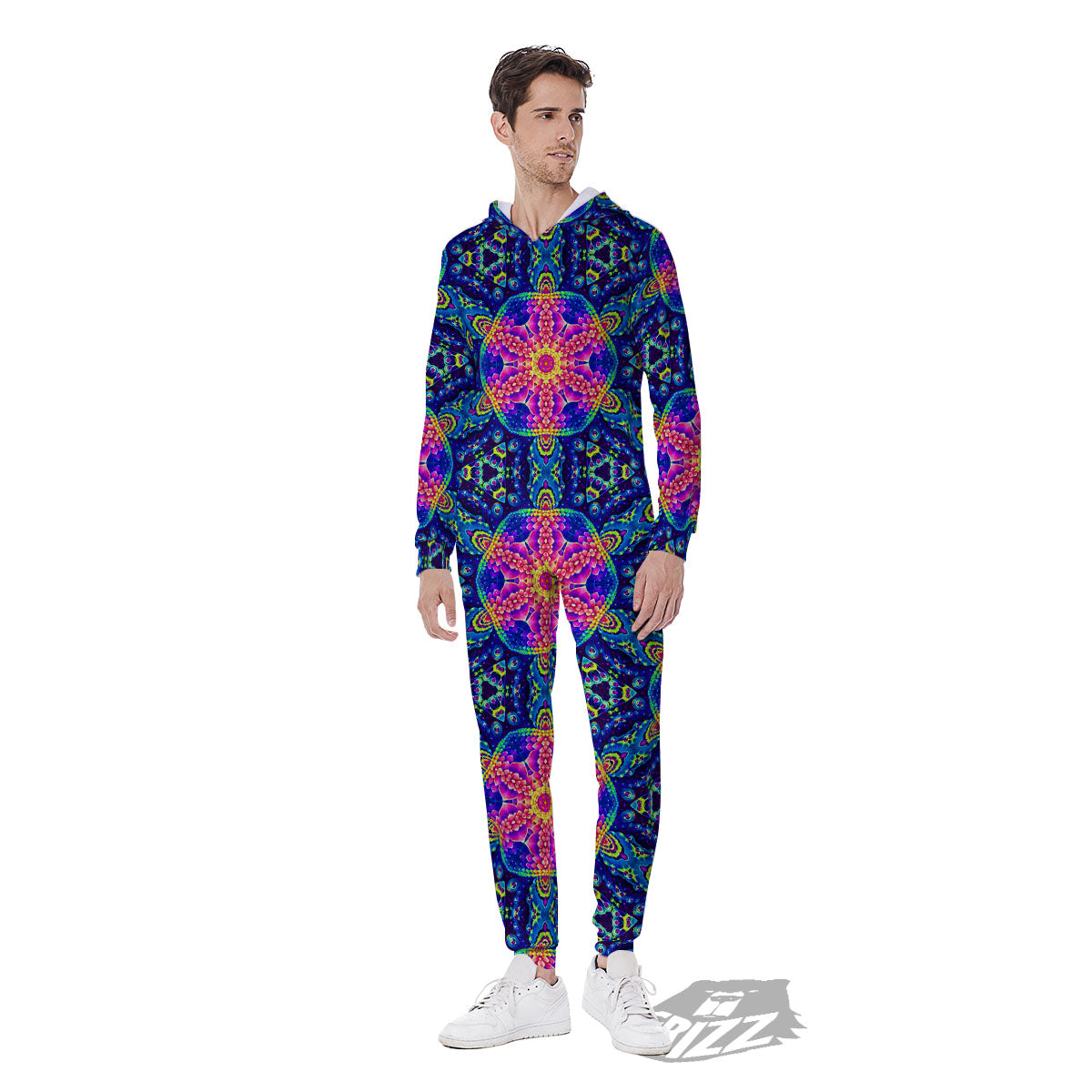 Kaleidoscope Psychedelic Print Pattern Men's Jumpsuit-grizzshop