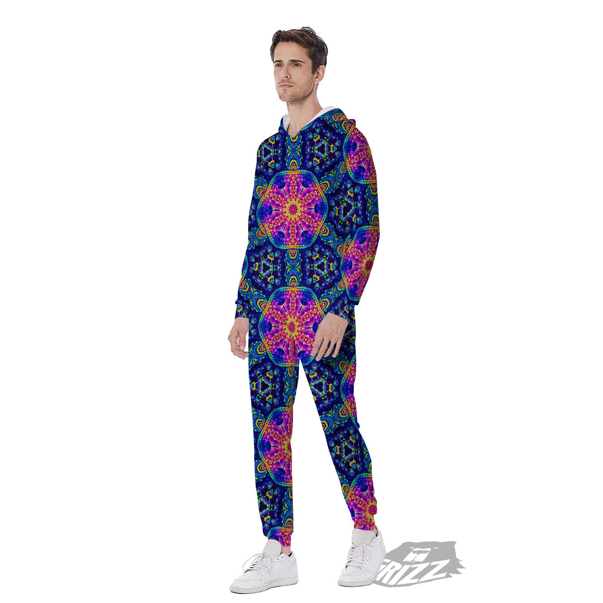 Kaleidoscope Psychedelic Print Pattern Men's Jumpsuit-grizzshop