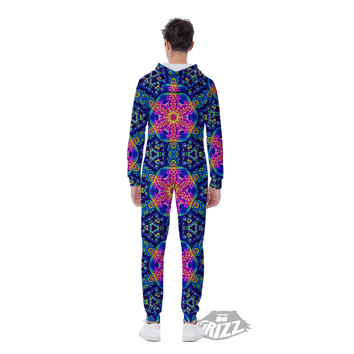 Kaleidoscope Psychedelic Print Pattern Men's Jumpsuit-grizzshop