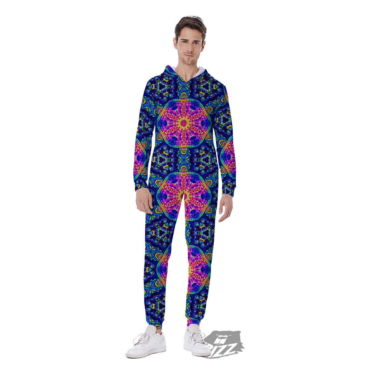 Kaleidoscope Psychedelic Print Pattern Men's Jumpsuit-grizzshop