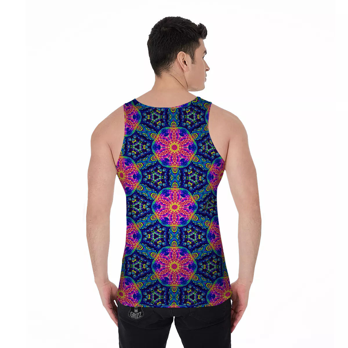 Kaleidoscope Psychedelic Print Pattern Men's Tank Top-grizzshop