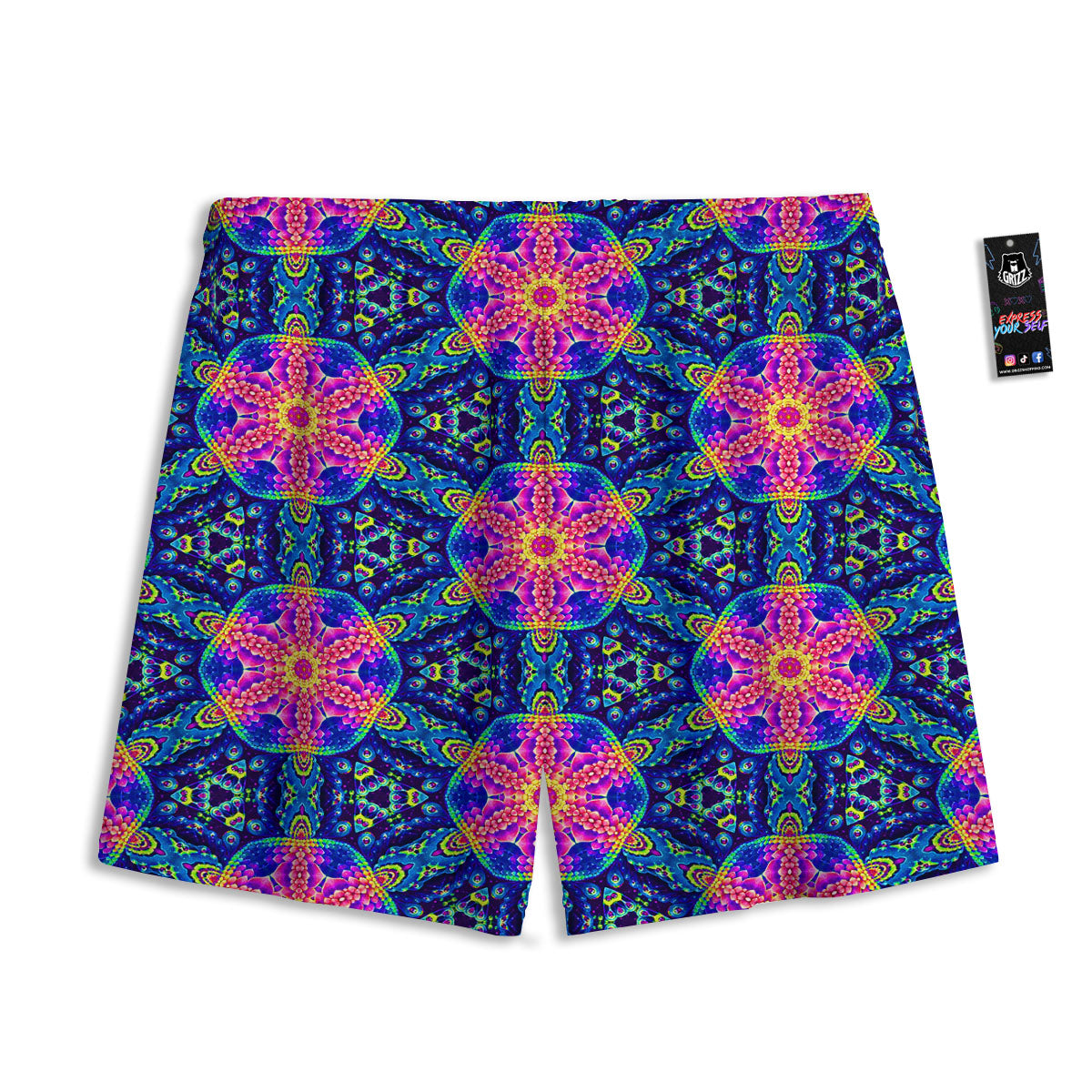 Kaleidoscope Psychedelic Print Pattern Mesh Shorts