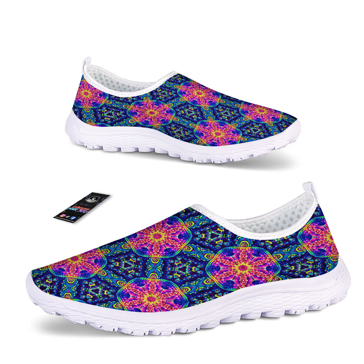 Kaleidoscope Psychedelic Print Pattern Nurse Shoes-grizzshop