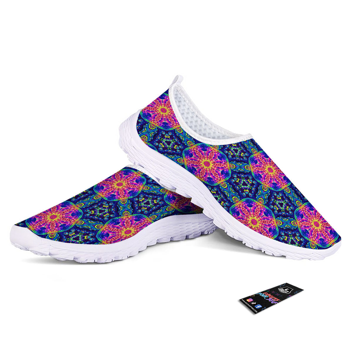 Kaleidoscope Psychedelic Print Pattern Nurse Shoes-grizzshop
