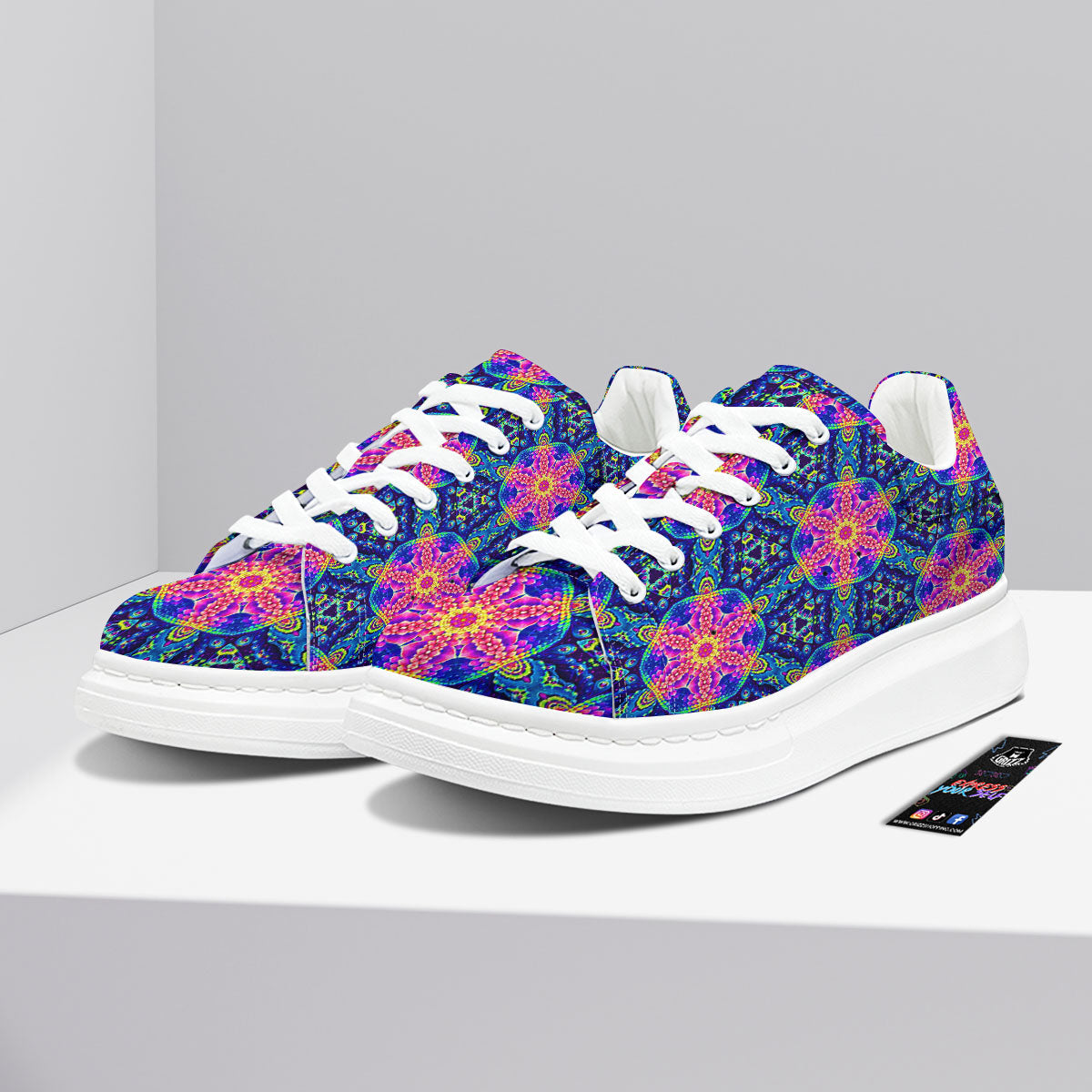 Kaleidoscope Psychedelic Print Pattern Platform Shoes-grizzshop