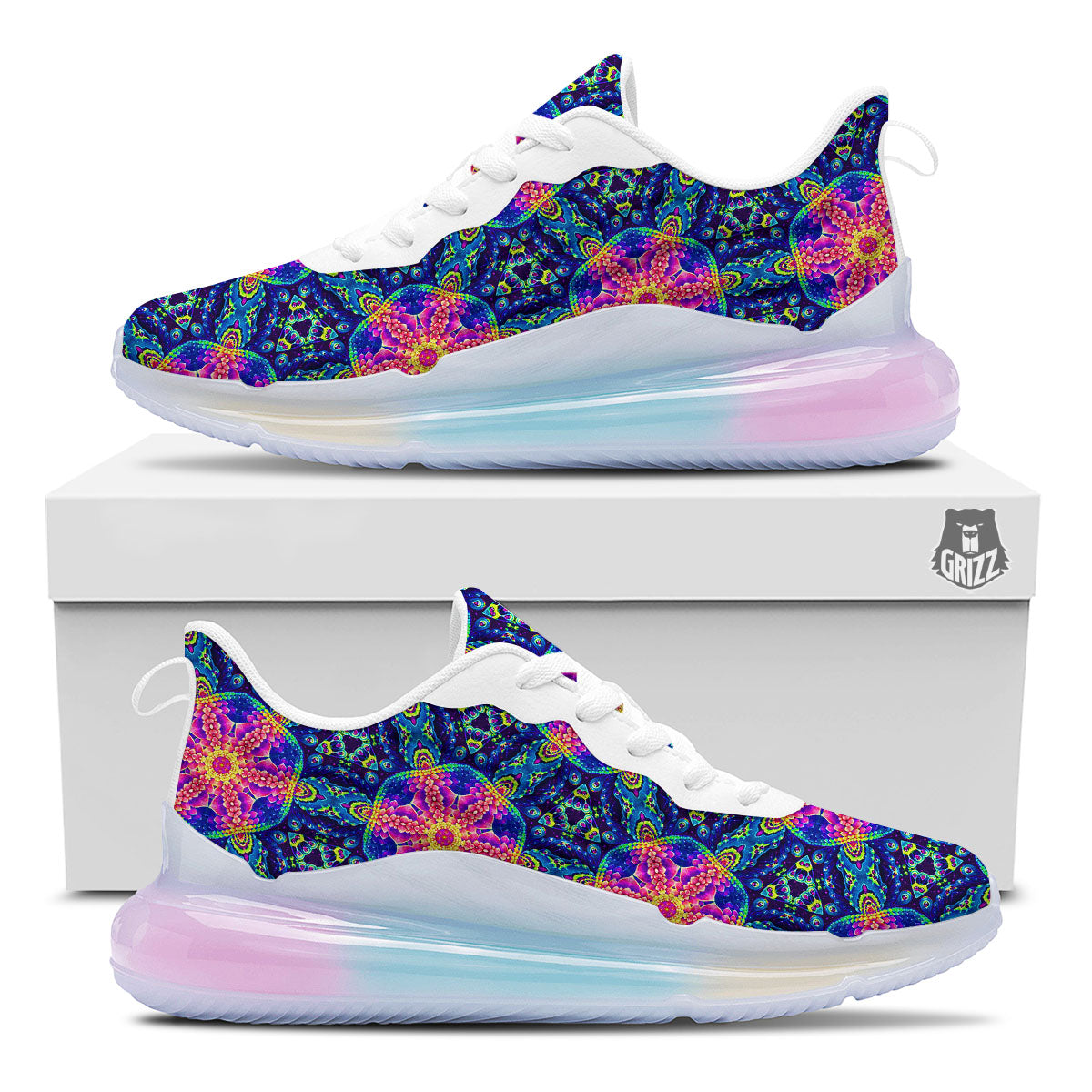 Kaleidoscope Psychedelic Print Pattern Running Sneakers-grizzshop