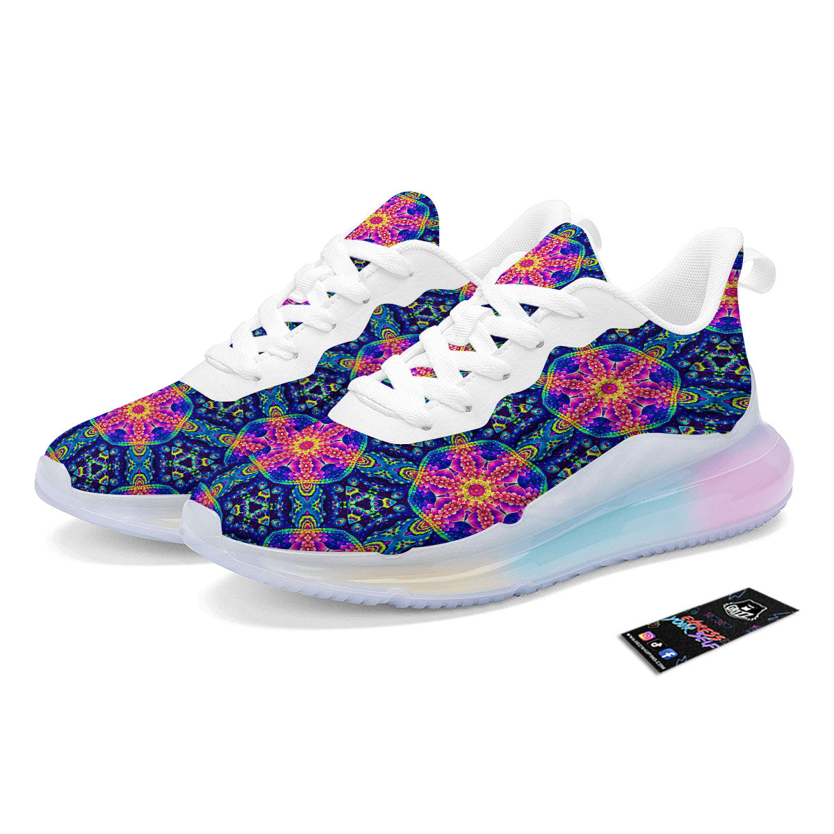Kaleidoscope Psychedelic Print Pattern Running Sneakers-grizzshop