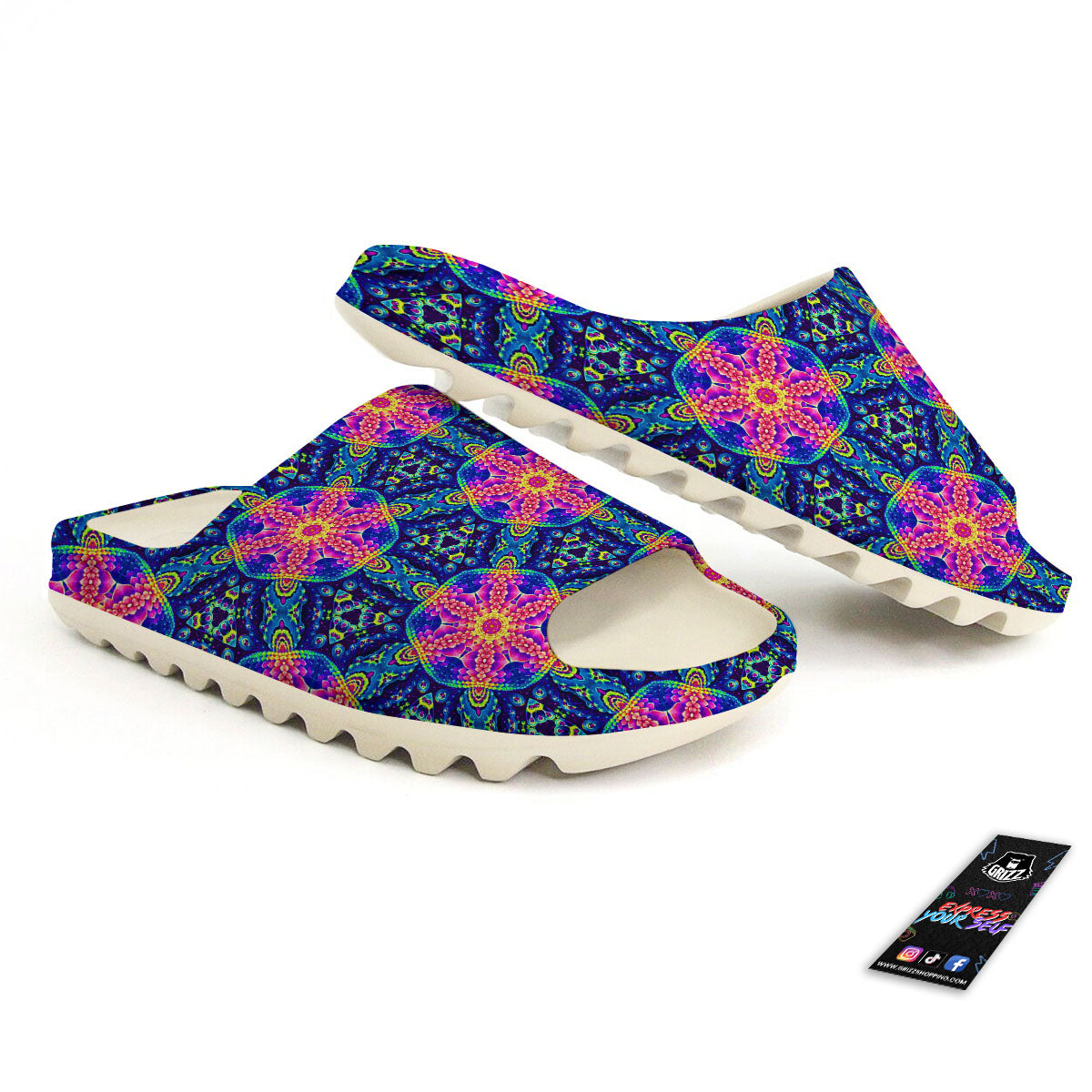 Kaleidoscope Psychedelic Print Pattern Sandals-grizzshop