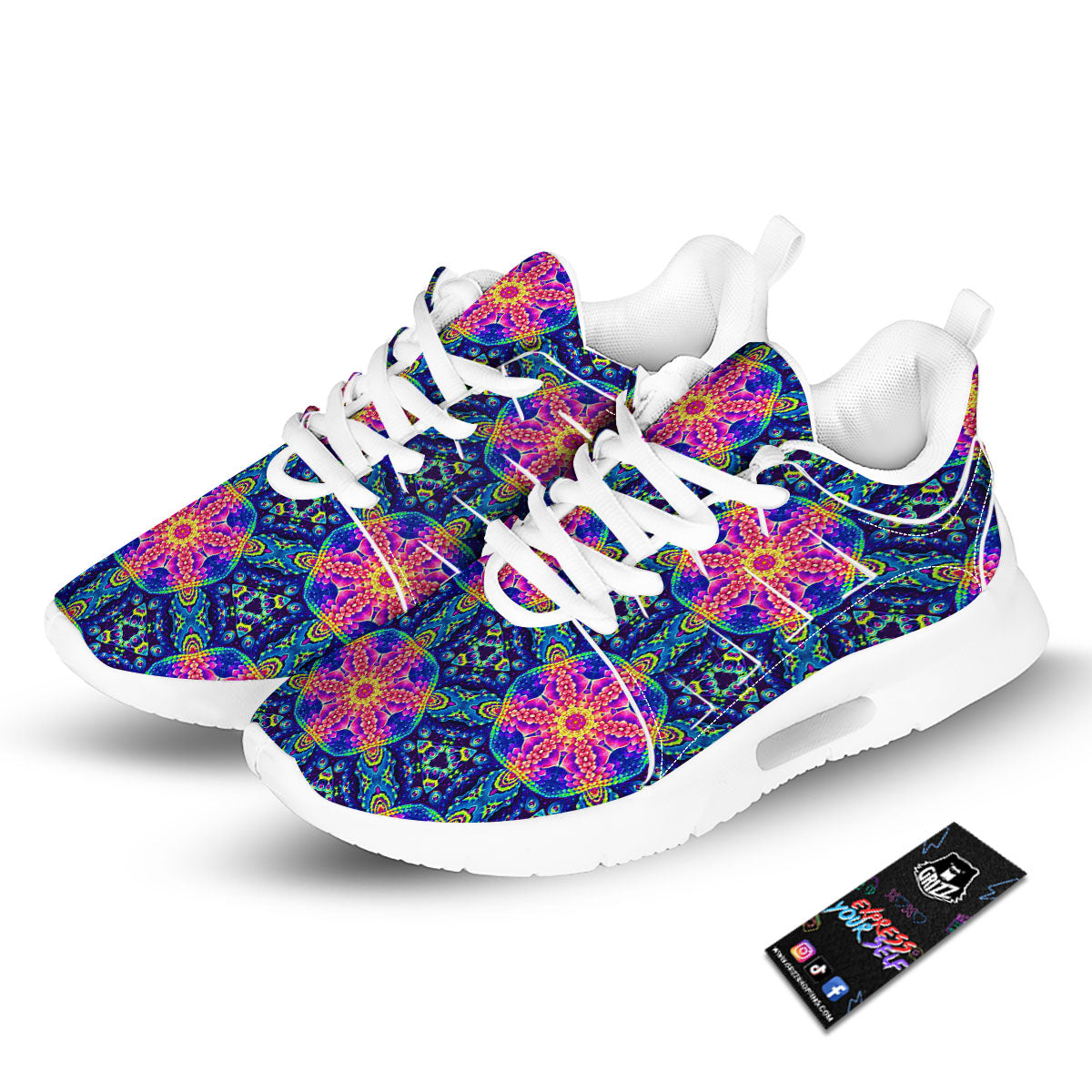 Kaleidoscope Psychedelic Print Pattern Tennis Shoes-grizzshop