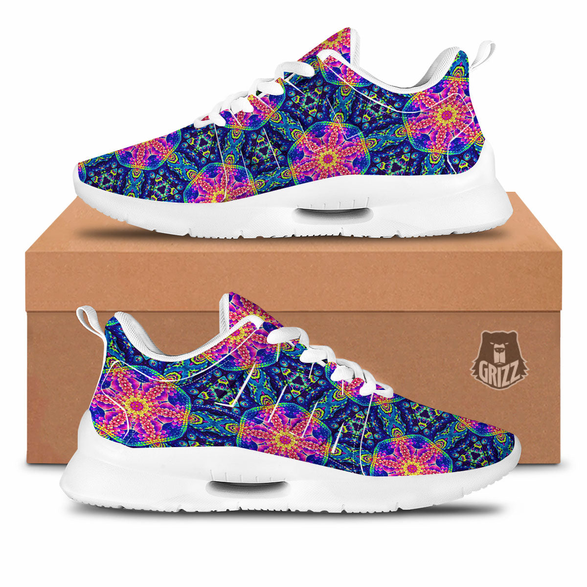 Kaleidoscope Psychedelic Print Pattern Tennis Shoes-grizzshop