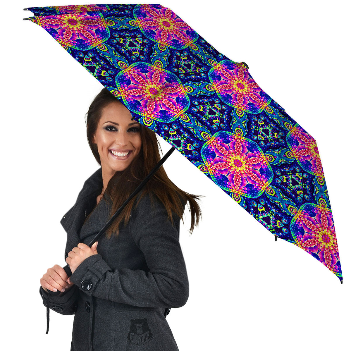 Kaleidoscope Psychedelic Print Pattern Umbrella-grizzshop