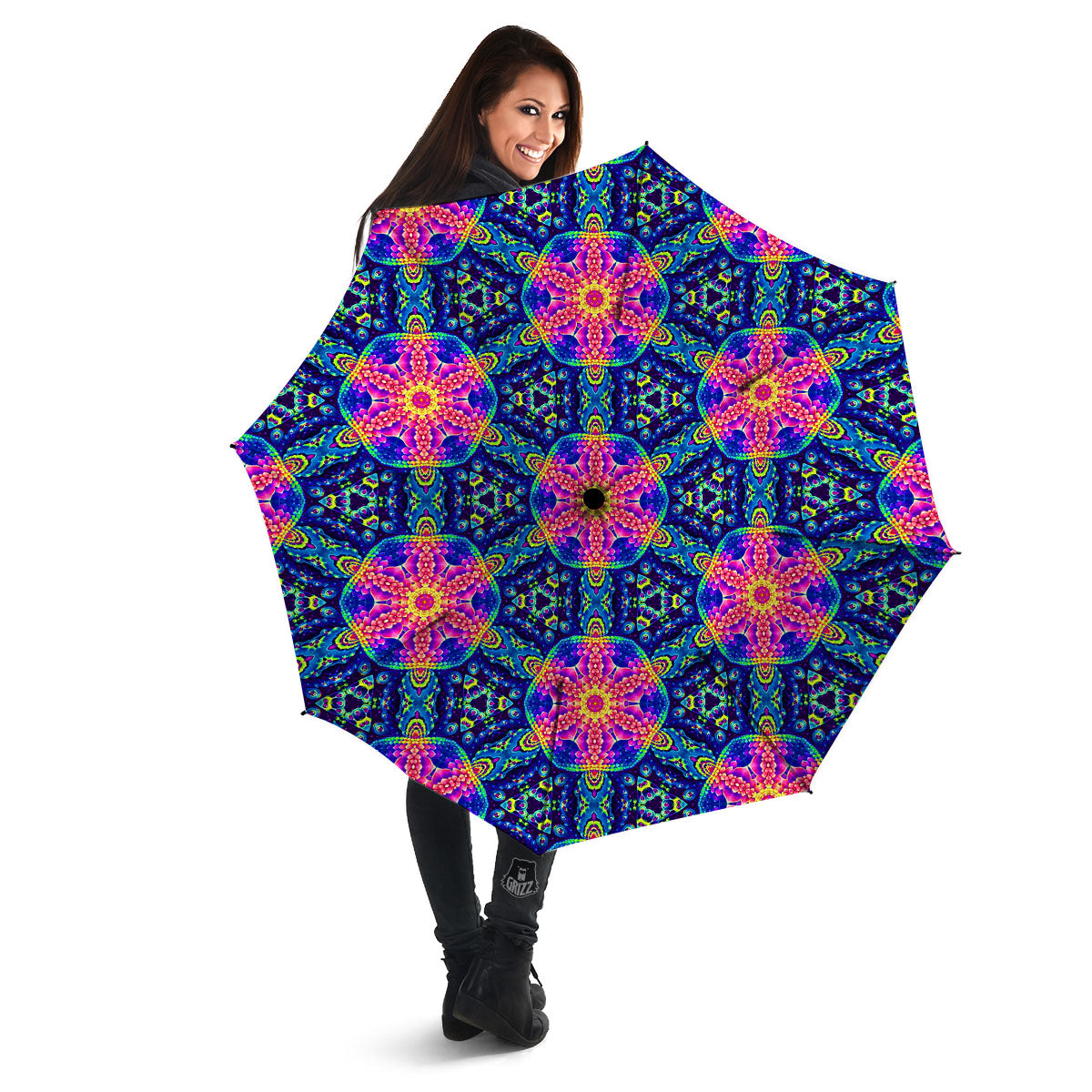 Kaleidoscope Psychedelic Print Pattern Umbrella-grizzshop