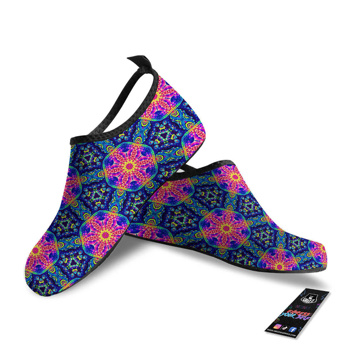 Kaleidoscope Psychedelic Print Pattern Water Shoes-grizzshop