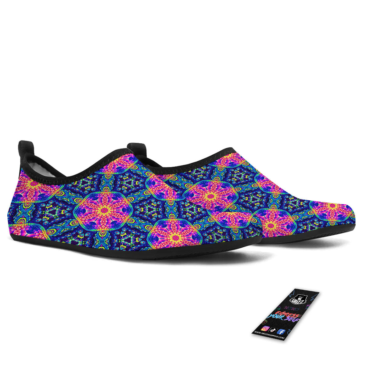 Kaleidoscope Psychedelic Print Pattern Water Shoes-grizzshop
