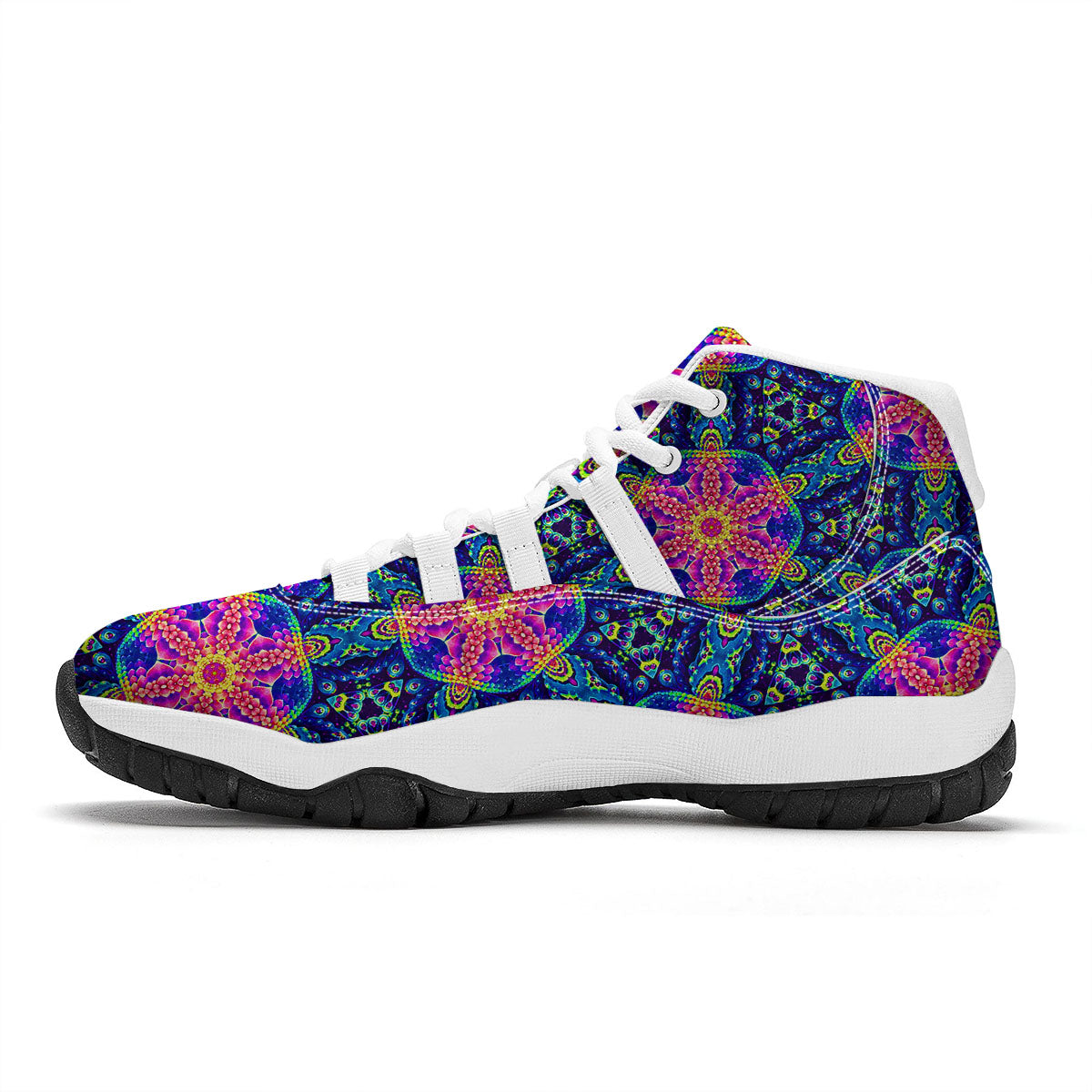 Kaleidoscope Psychedelic Print Pattern White Bball Shoes-grizzshop