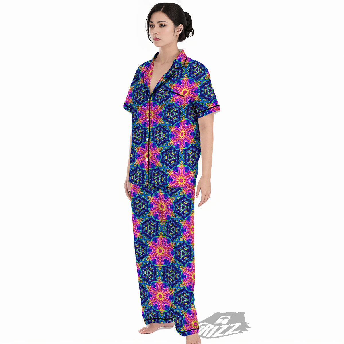 Kaleidoscope Psychedelic Print Pattern Women's Pajamas Set-grizzshop