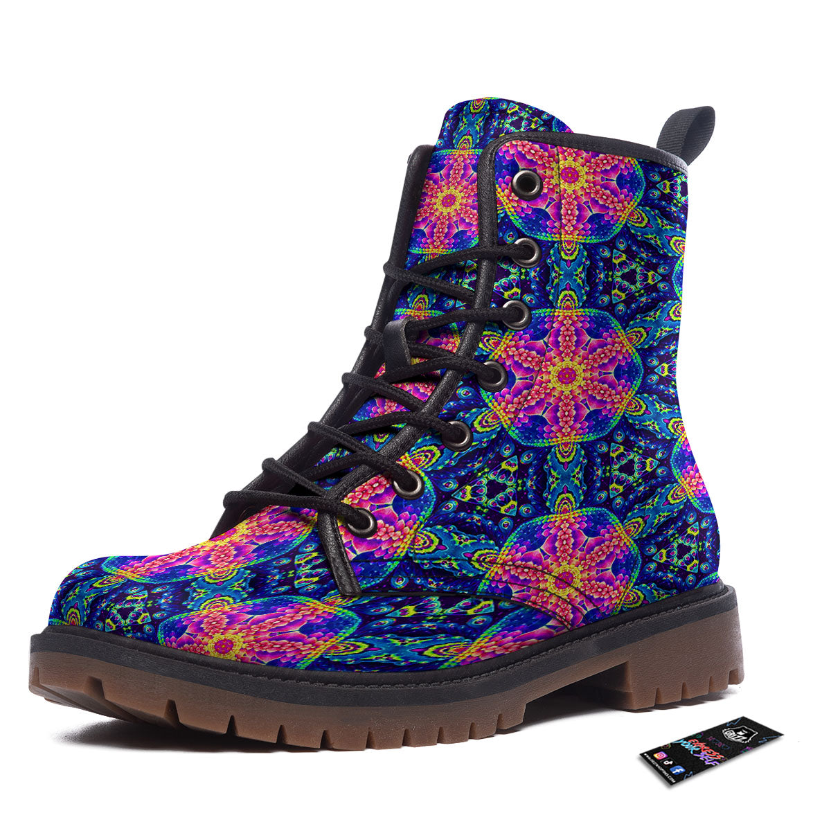 Kaleidoscope Psychedelic Print Pattern Work Boots-grizzshop