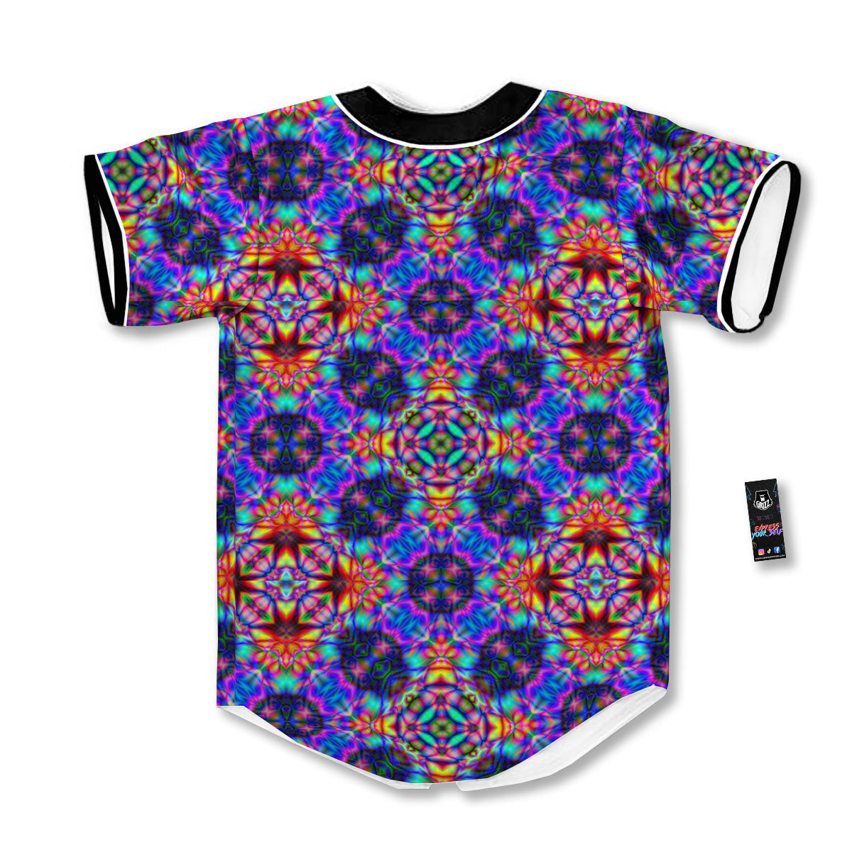 Kaleidoscope Rainbow Print Pattern Baseball Jersey-grizzshop