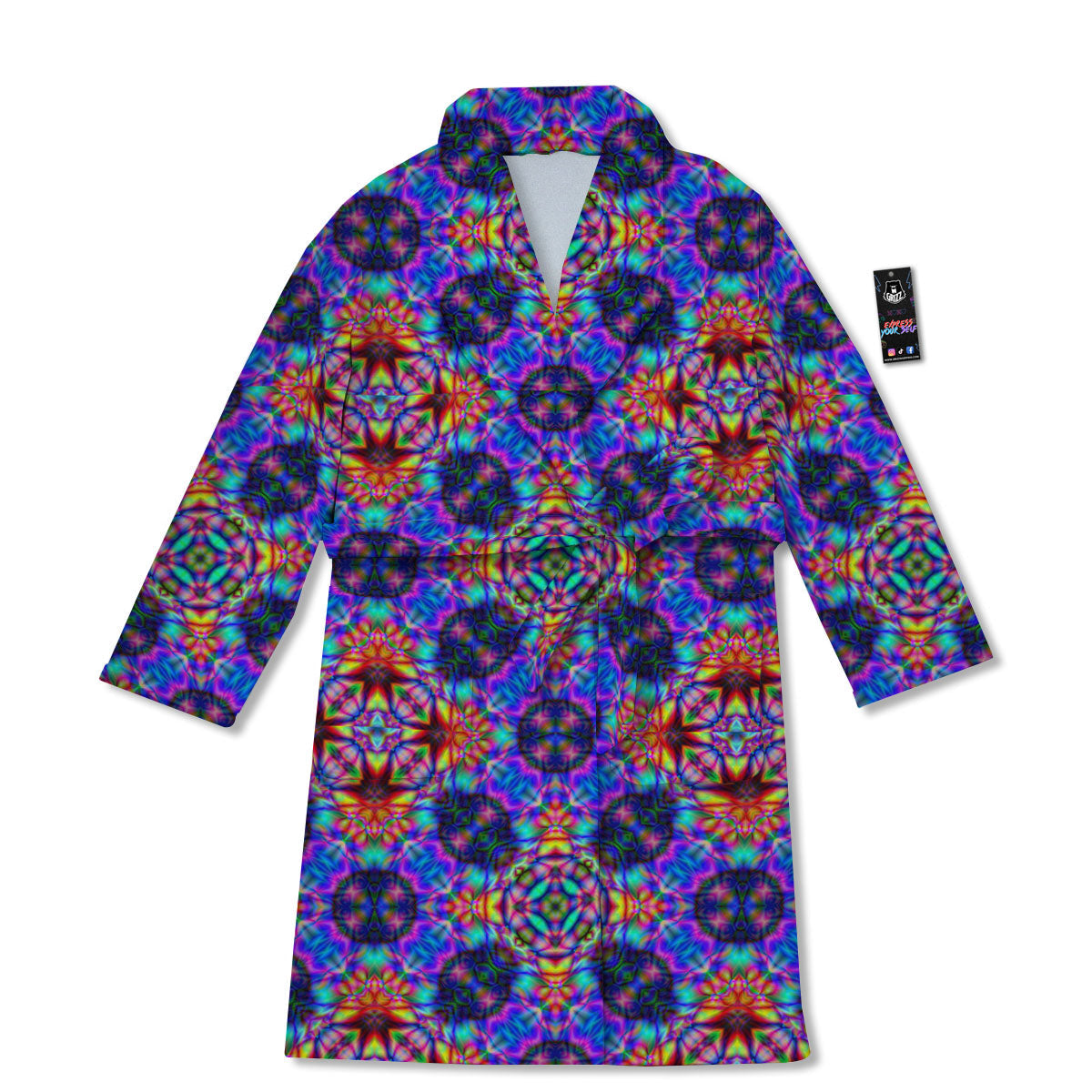 Kaleidoscope Rainbow Print Pattern Bathrobe-grizzshop