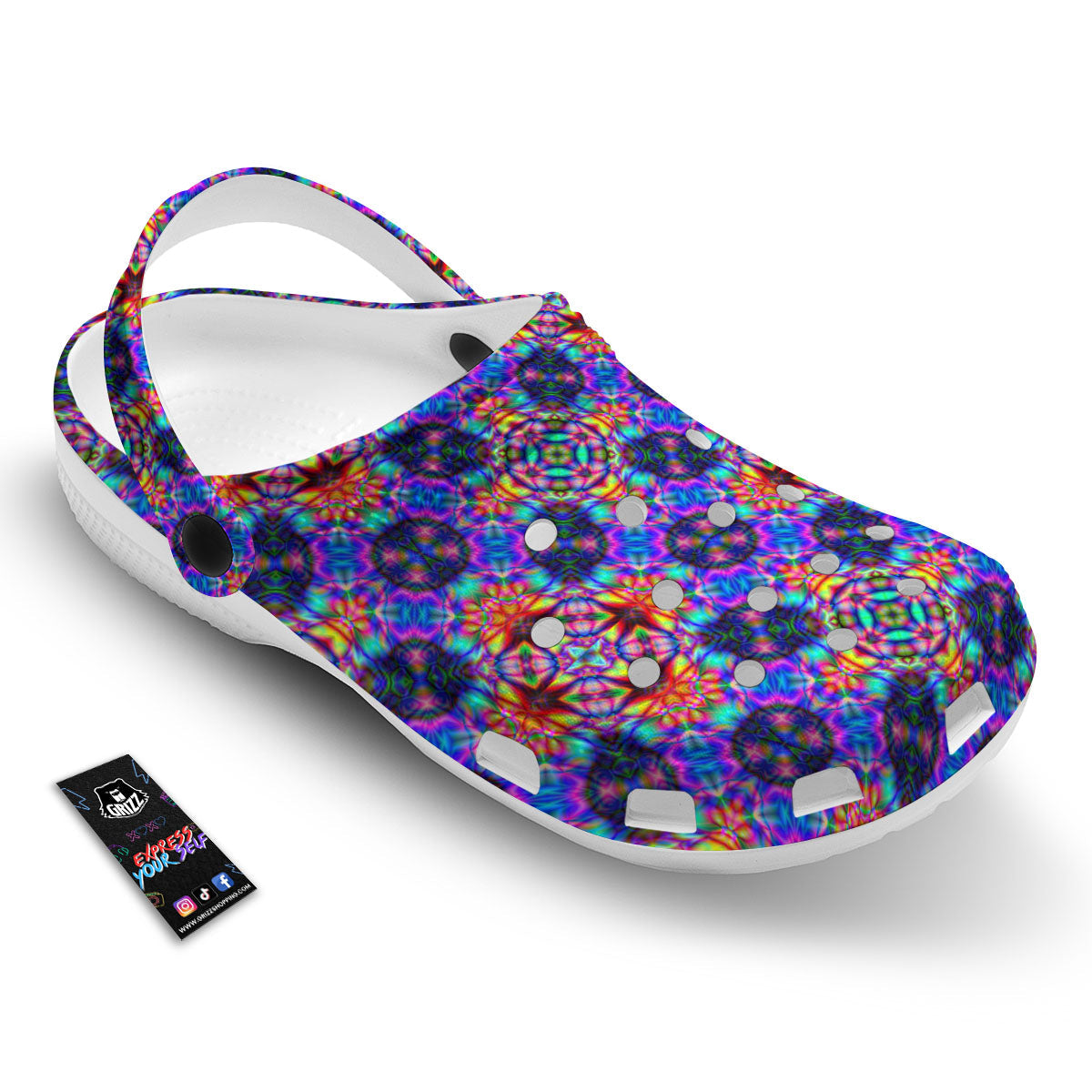 Kaleidoscope Rainbow Print Pattern Clog-grizzshop