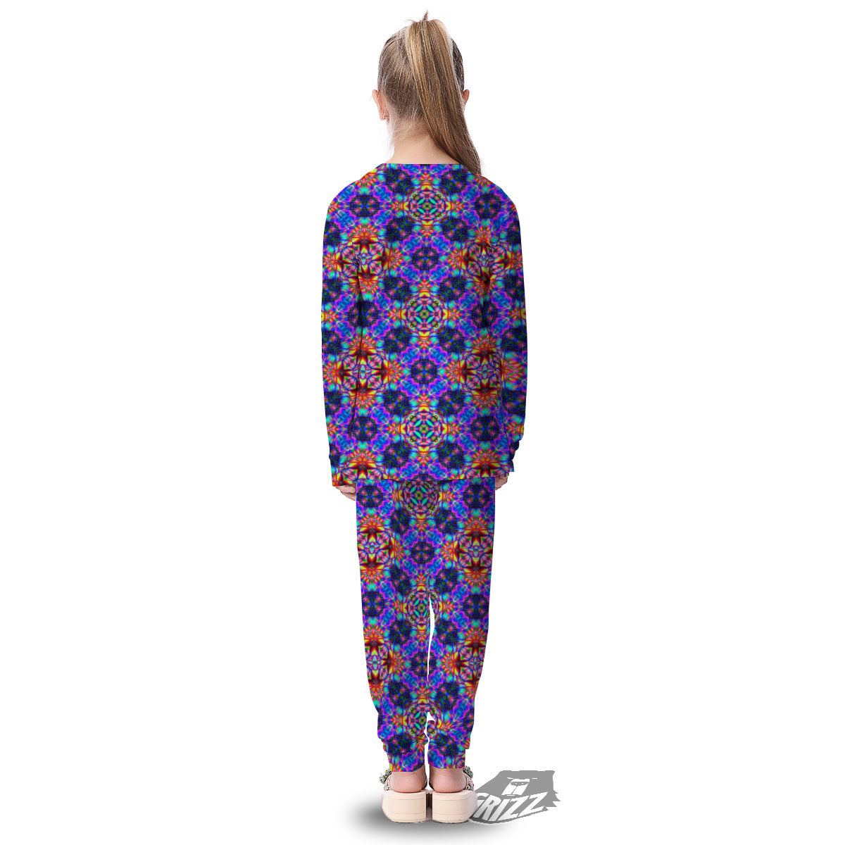 Kaleidoscope Rainbow Print Pattern Kid's Pajamas-grizzshop