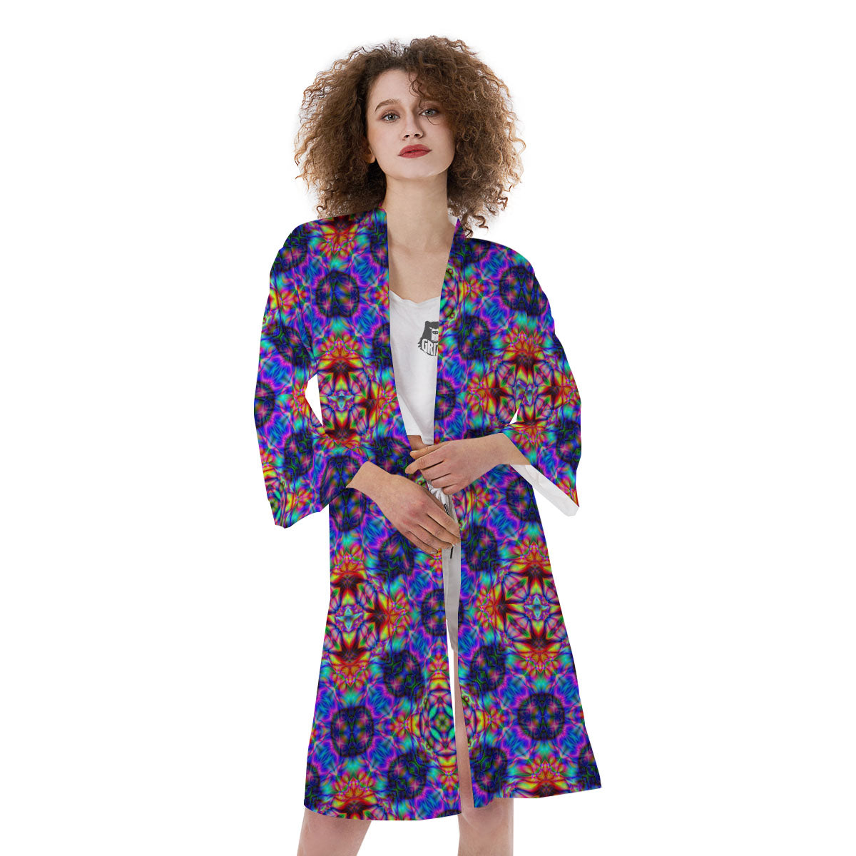 Kaleidoscope Rainbow Print Pattern Kimono-grizzshop