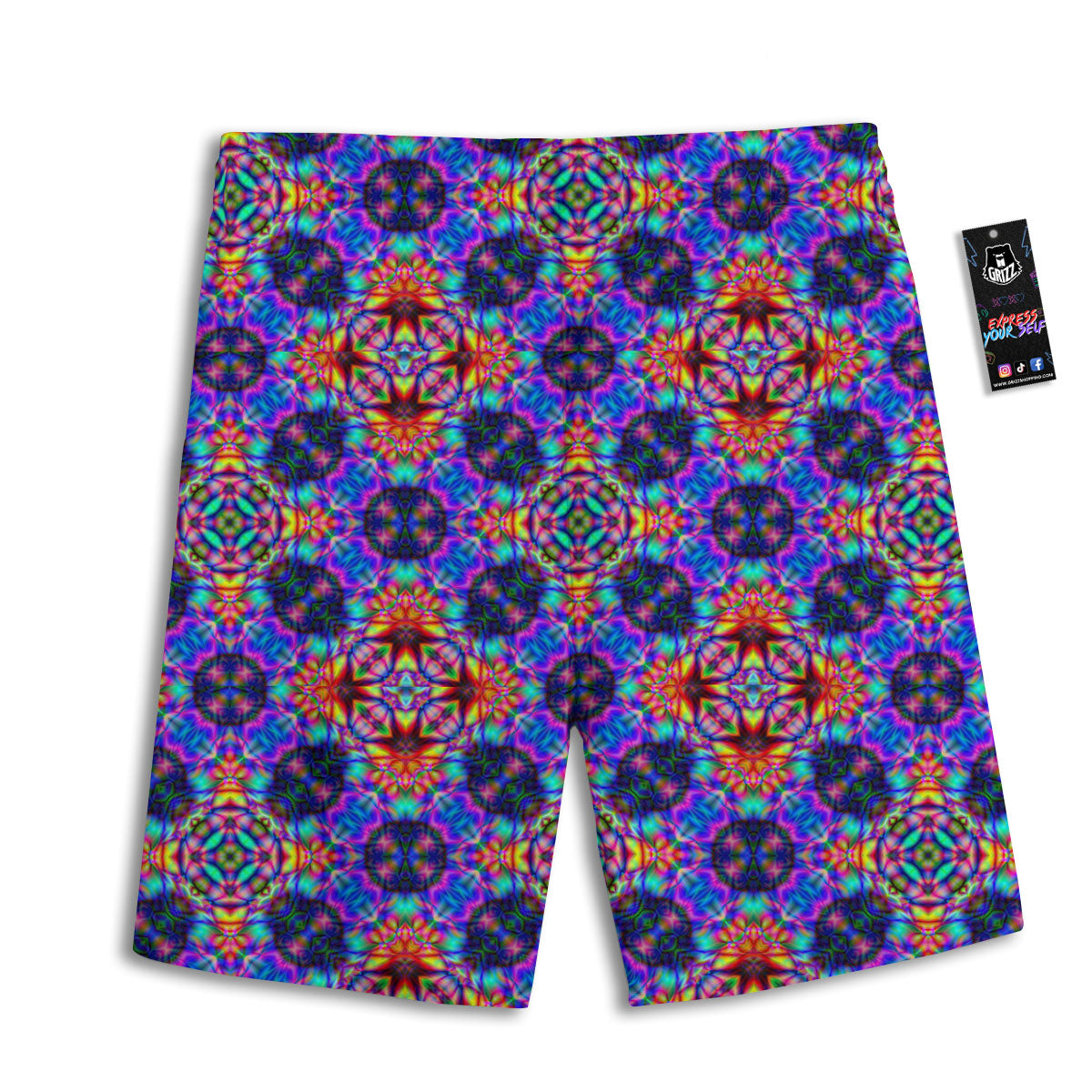 Kaleidoscope Rainbow Print Pattern Men's Athletic Shorts