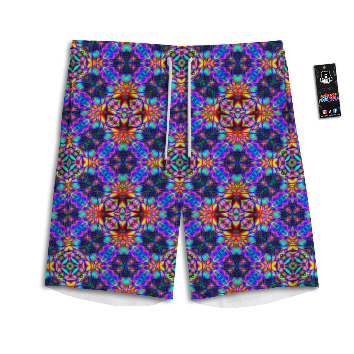 Kaleidoscope Rainbow Print Pattern Men's Athletic Shorts