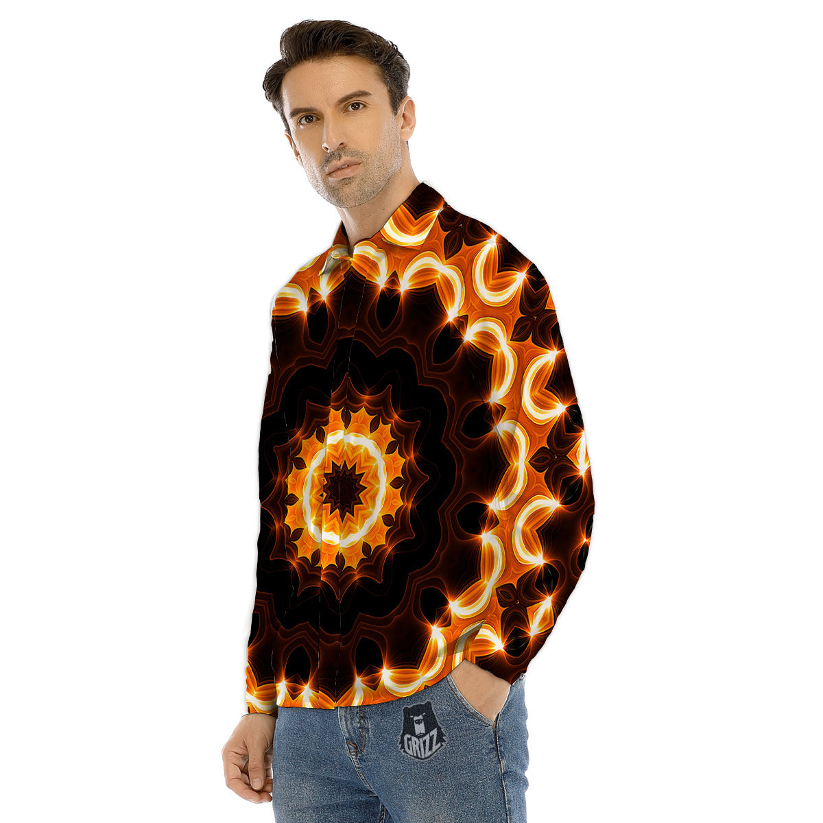 Kaleidoscope Rainbow Print Pattern Men's Dress Shirts-grizzshop