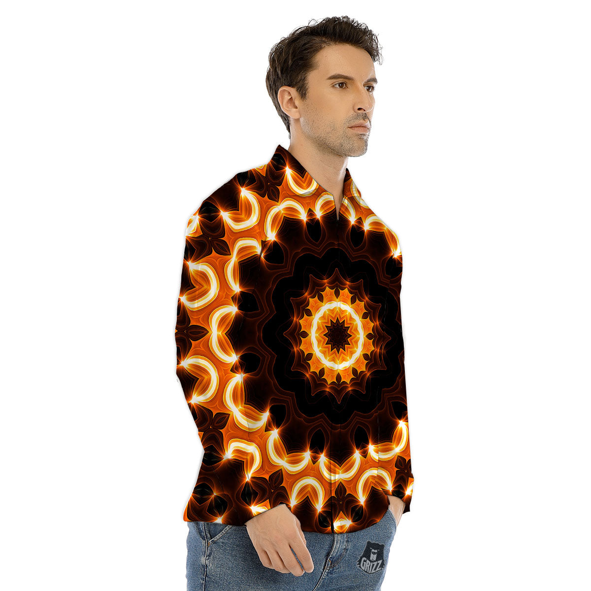 Kaleidoscope Rainbow Print Pattern Men's Dress Shirts-grizzshop