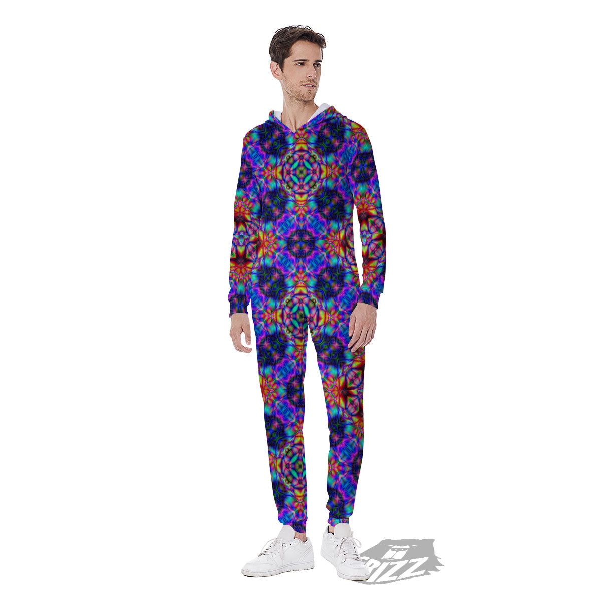 Kaleidoscope Rainbow Print Pattern Men's Jumpsuit-grizzshop