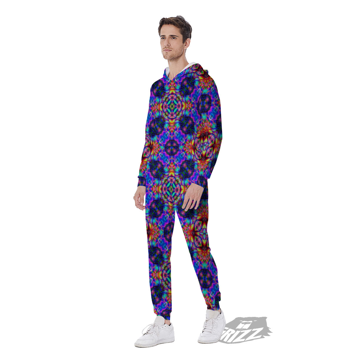 Kaleidoscope Rainbow Print Pattern Men's Jumpsuit-grizzshop