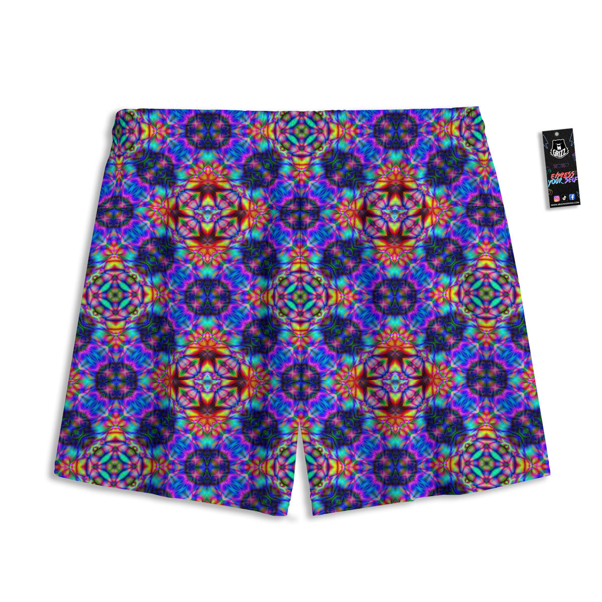 Kaleidoscope Rainbow Print Pattern Mesh Shorts