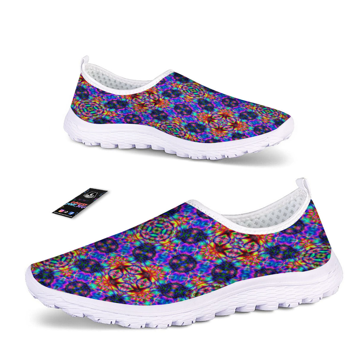 Kaleidoscope Rainbow Print Pattern Nurse Shoes-grizzshop