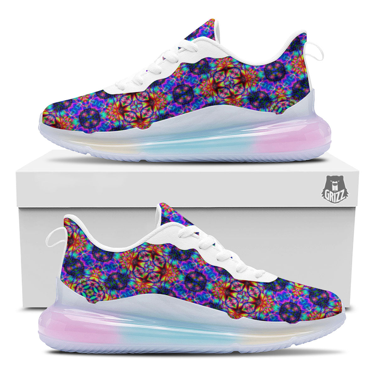 Kaleidoscope Rainbow Print Pattern Running Sneakers-grizzshop