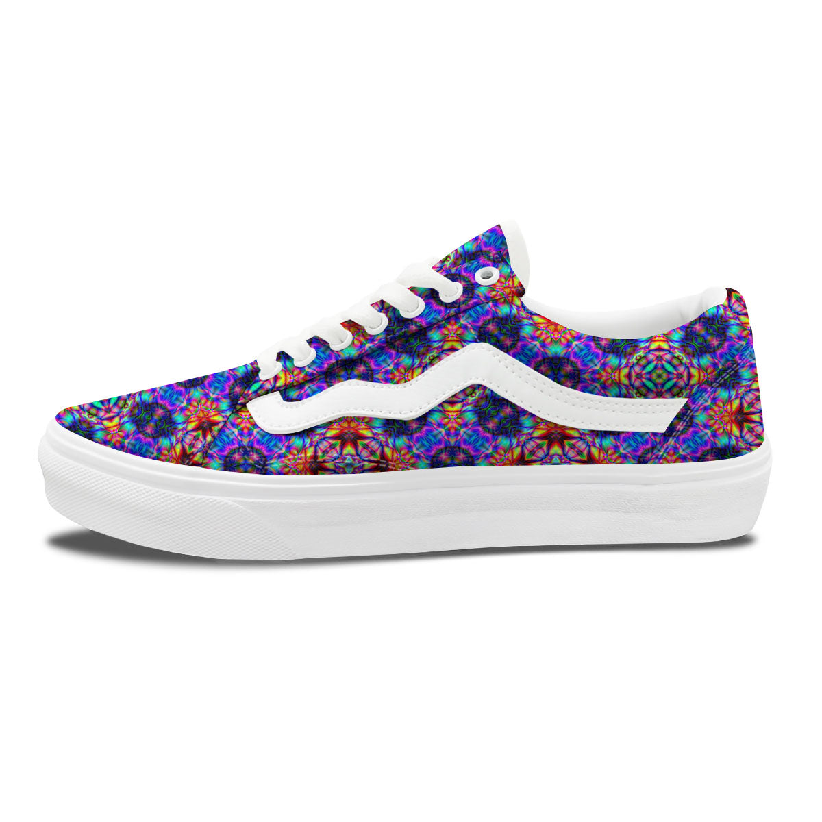 Kaleidoscope Rainbow Print Pattern Skate Shoes-grizzshop