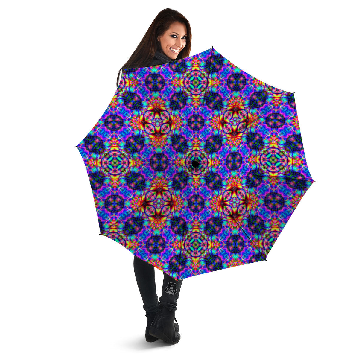 Kaleidoscope Rainbow Print Pattern Umbrella-grizzshop