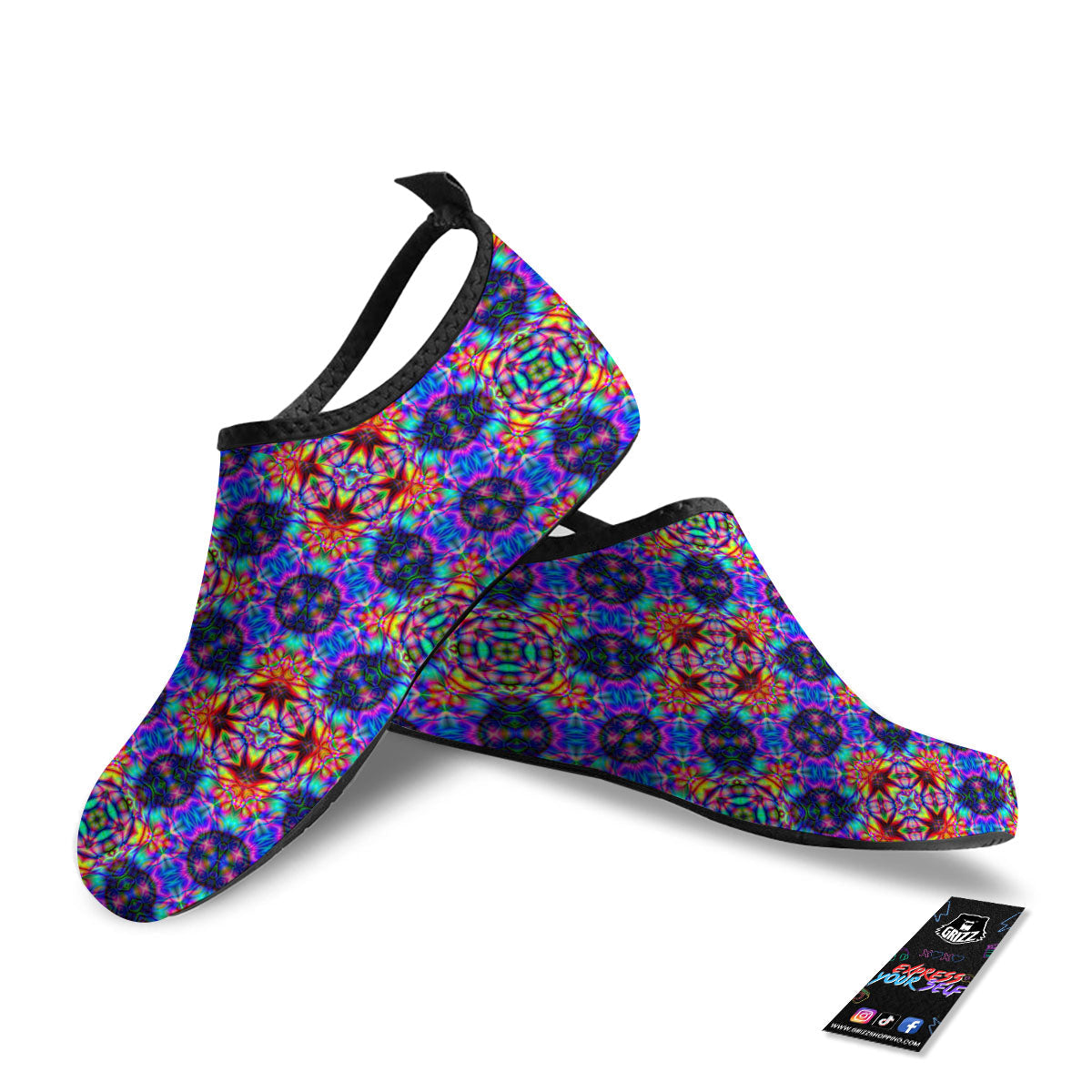 Kaleidoscope Rainbow Print Pattern Water Shoes-grizzshop