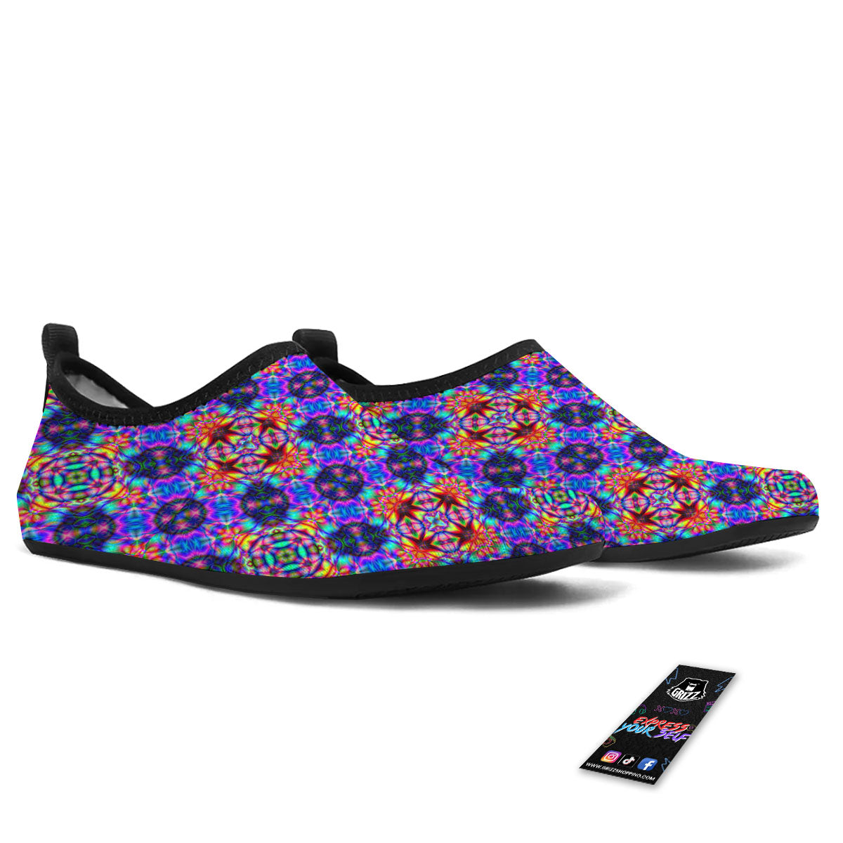 Kaleidoscope Rainbow Print Pattern Water Shoes-grizzshop